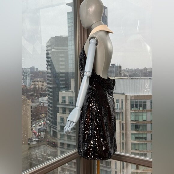 🆕 BRONX & BANCO 🧿 NWOT Wednesday Black Sequin Halterneck Mini Dress Sz L US 8 - Picture 10 of 15